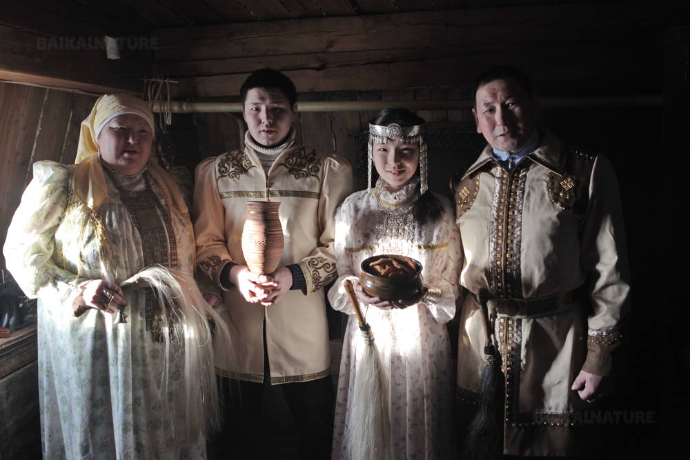A Yakut Family in Traditionnal Dresses